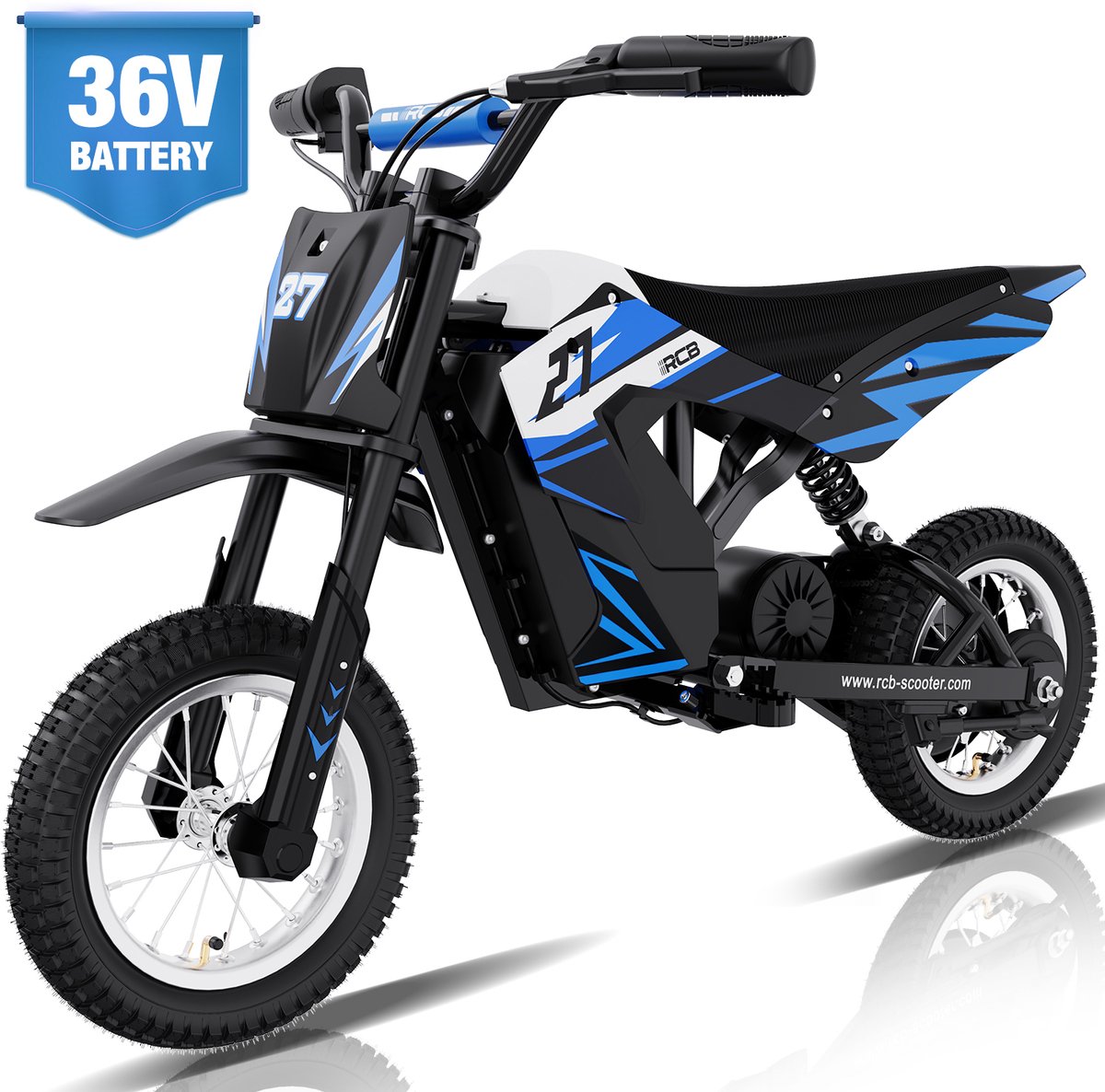   Elektrische kindermotor | 36V Cross Bike Off-road| 3 Versnellingen (8/12/25 km/u)| | 3-12jaar|Blauw/Zwart